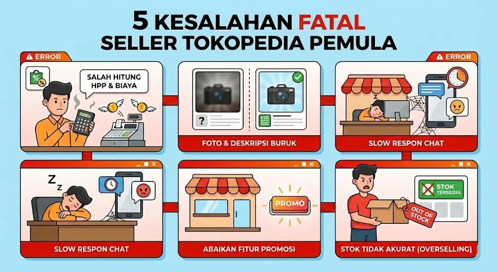 5 kesalahan fatal seller Tokopedia pemula yang menyebabkan kerugian