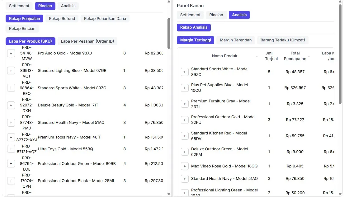 Fitur Split View Tampilan Ganda untuk Bandingkan Rekap Penjualan di RekapCepat