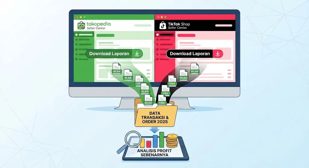 Cara Download Data Laporan Transaksi Penjualan Tokopedia dan TikTok Shop