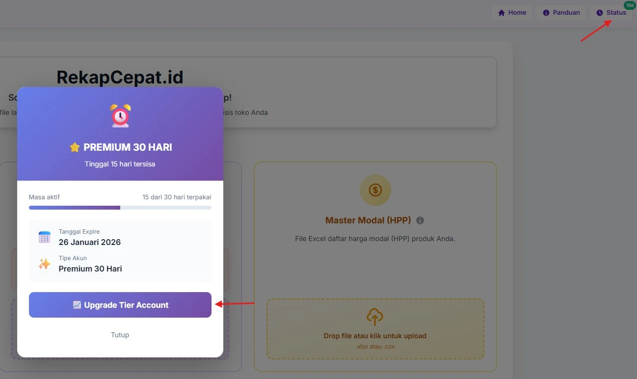 Pilihan Paket di Halaman Harga