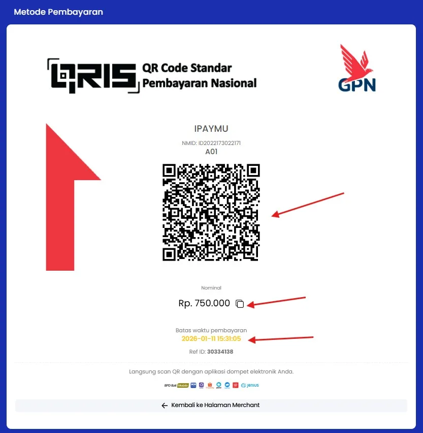 Tampilan QR Code Pembayaran QRIS