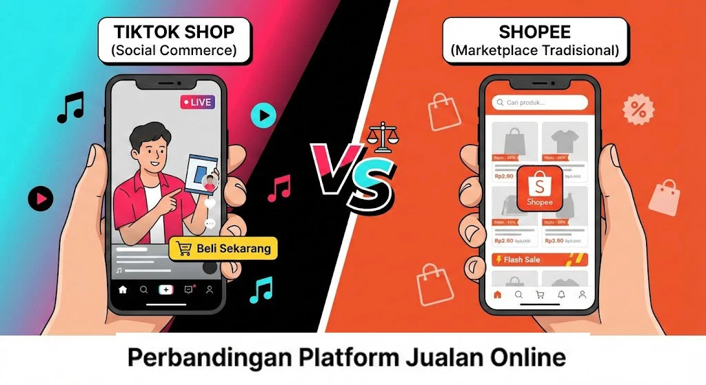 Perbandingan kelebihan kekurangan TikTok Shop vs Shopee 2025