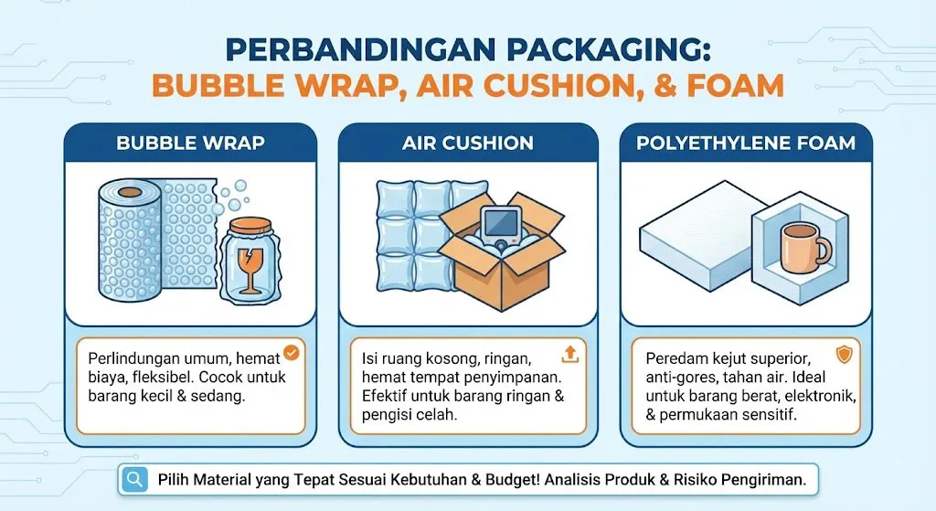Perbandingan Packaging: Bubble Wrap vs Air Cushion vs Foam untuk Olshop