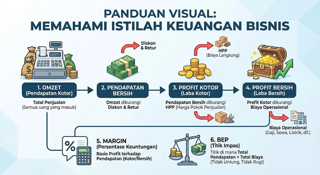 Perbedaan Omzet, Pendapatan, Profit, Laba, Margin, dan BEP