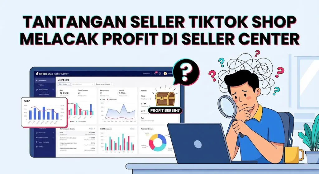 Ilustrasi seller TikTok Shop kesulitan melacak profit di dashboard Seller Center